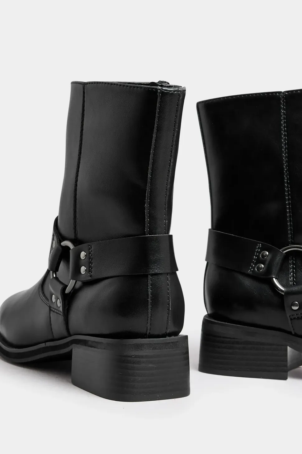 Extra Wide Fit Square Toe Biker Boots