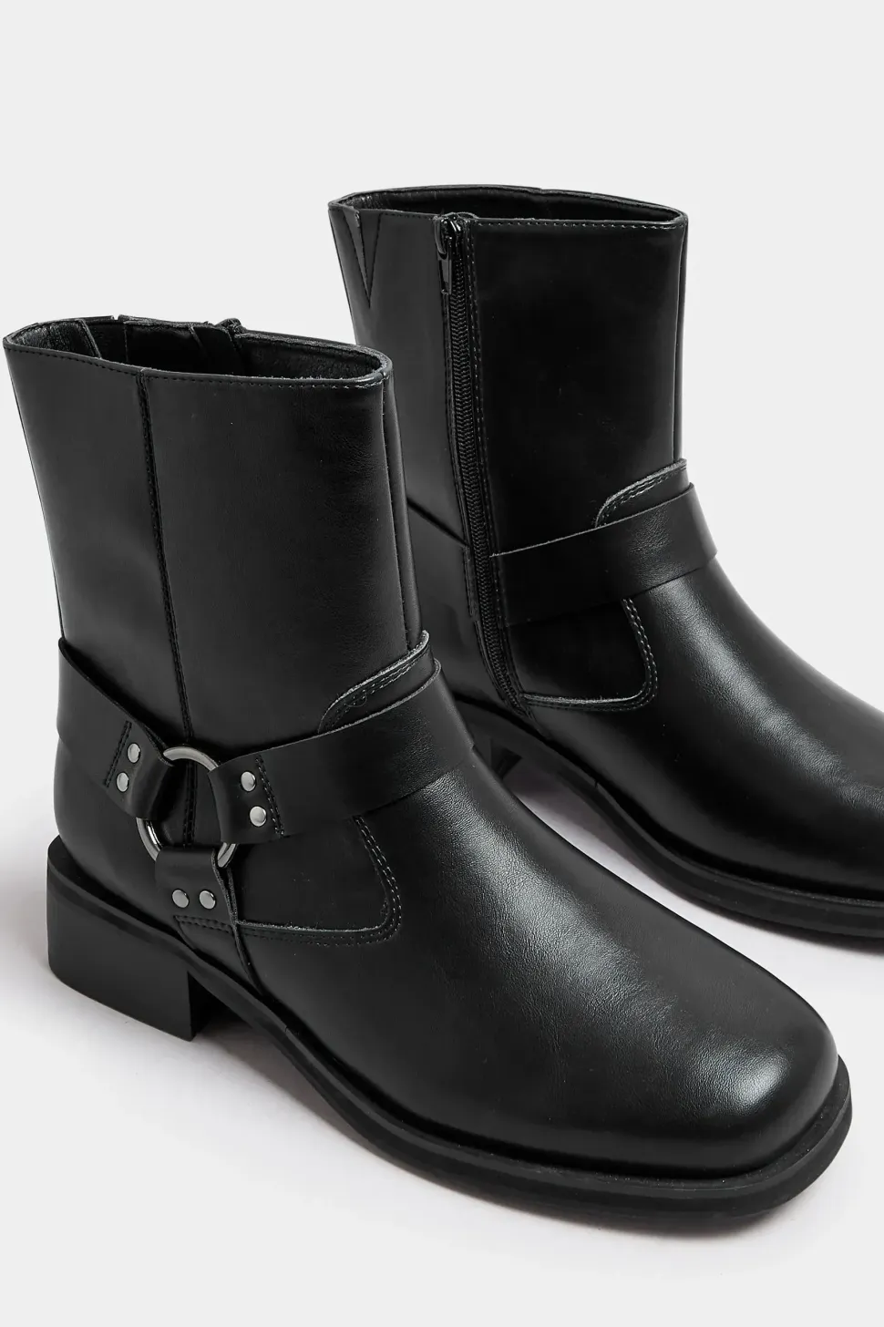 Extra Wide Fit Square Toe Biker Boots