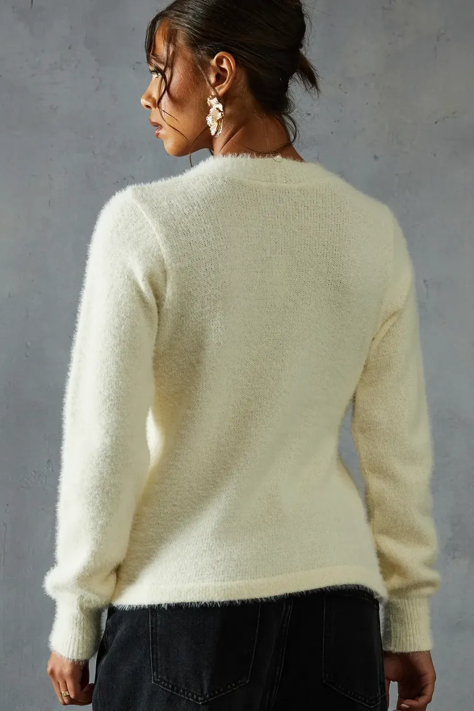 Eyelash Knit Asymmetric Cardigan