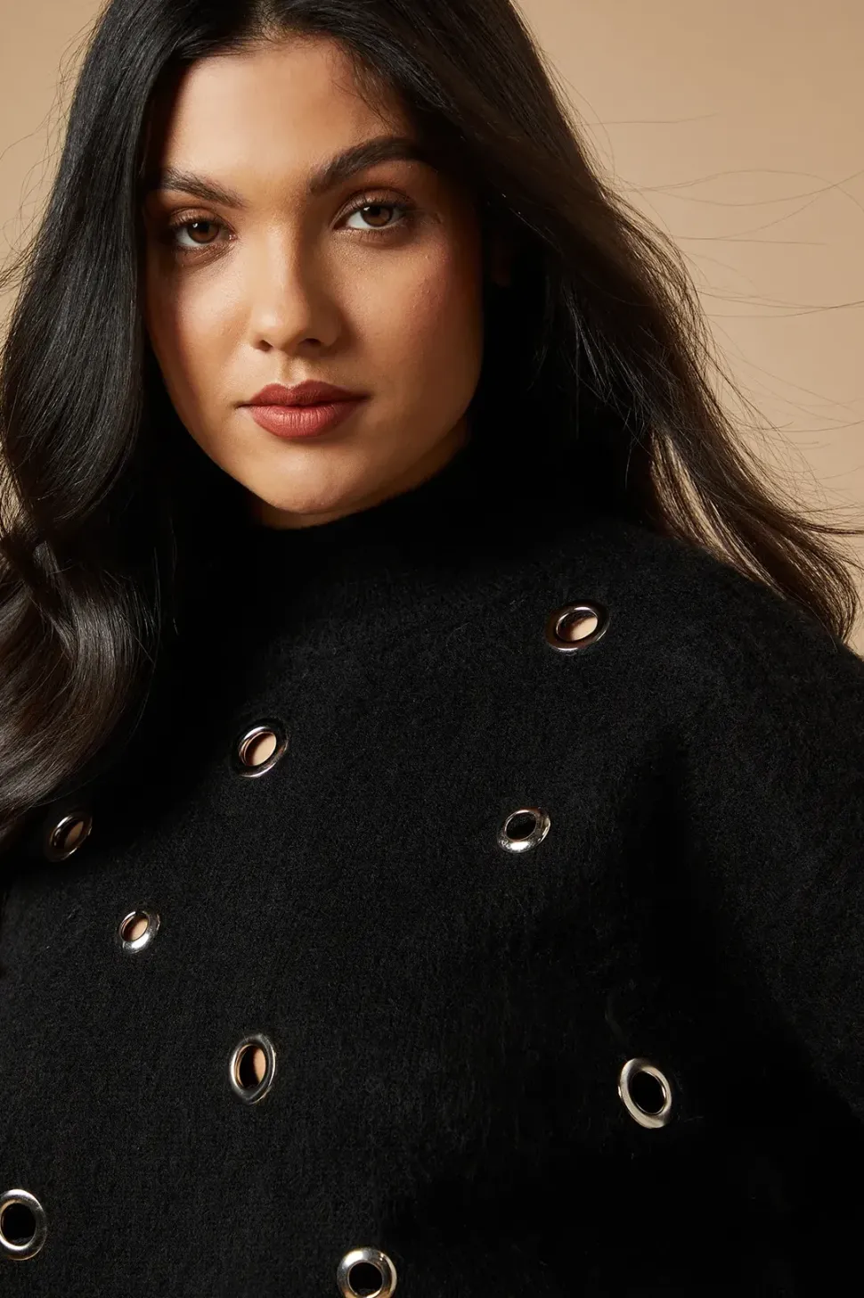 Eyelet Scoop Neck Jumper