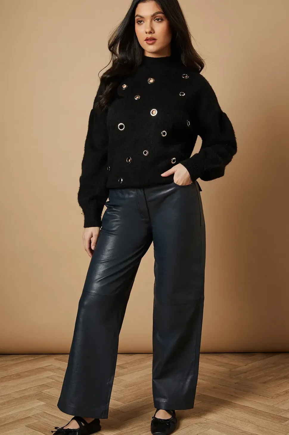 Eyelet Scoop Neck Jumper