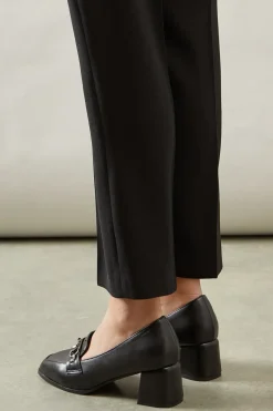 Ezra Square Toe Snaffle Detail Medium Block Heel Loafers