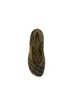 Fabric Baby Pumps with Leather Stiletto Heel and Round Toe