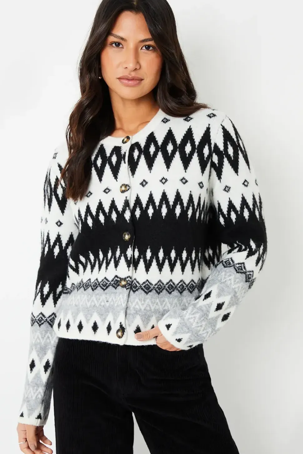 Fairisle Button Up Knitted Cardigan