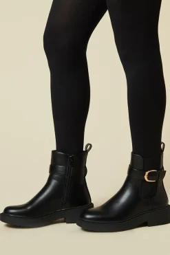 Faith: Arabella Buckle Detail Chunky Chelsea Ankle Boot