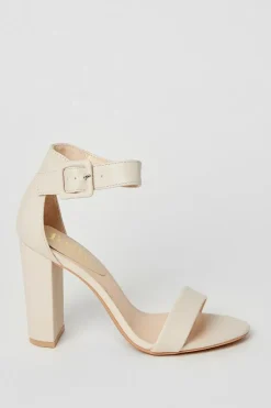 Faith: Camille Covered Buckle High Block Heeled Sandals