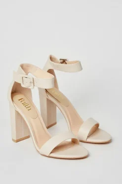 Faith: Camille Covered Buckle High Block Heeled Sandals
