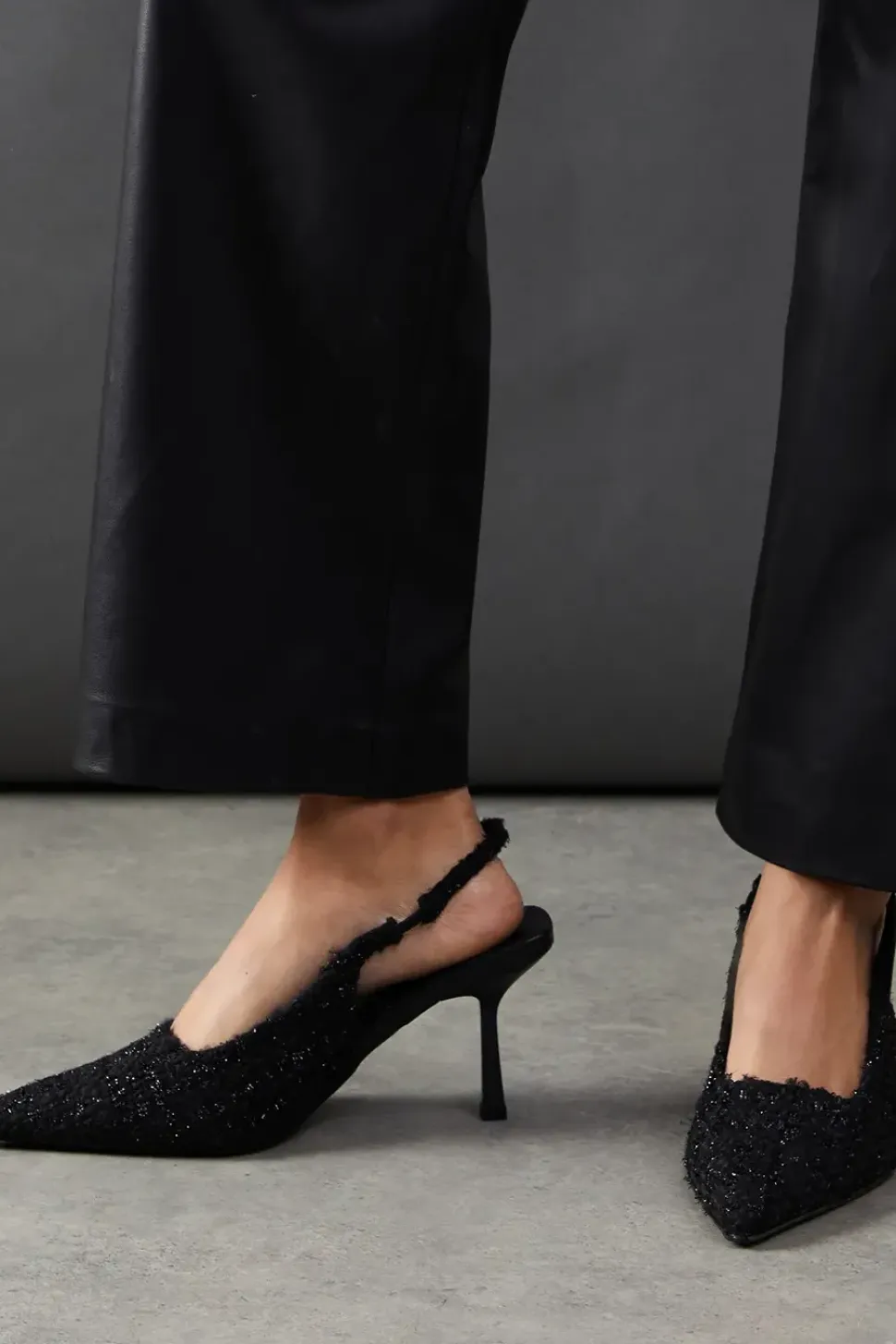 Faith: Candy Woven Textile Slingback High Heel Court Shoes
