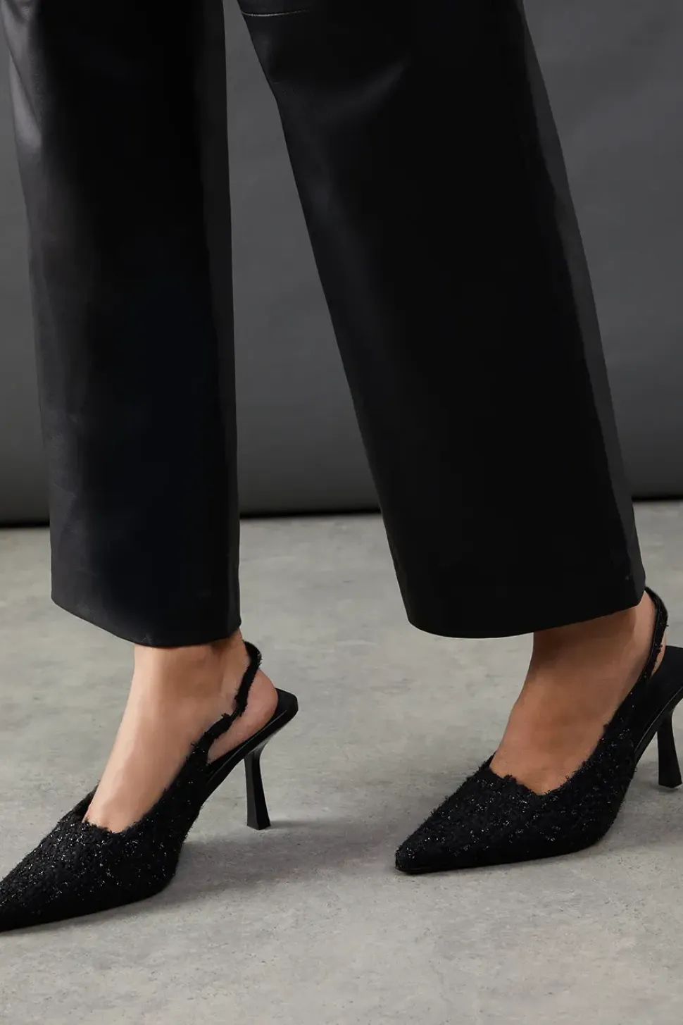 Faith: Candy Woven Textile Slingback High Heel Court Shoes