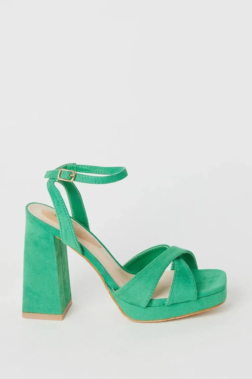 Faith: Cara Cross Strap High Block Heeled Sandals