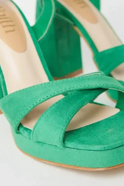 Faith: Cara Cross Strap High Block Heeled Sandals