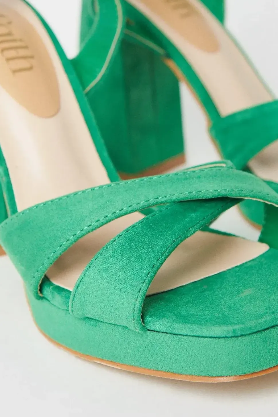 Faith: Cara Cross Strap High Block Heeled Sandals