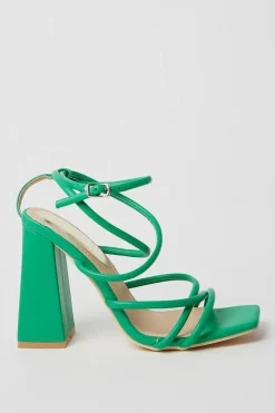 Faith: Carla Strappy High Block Heeled Sandals