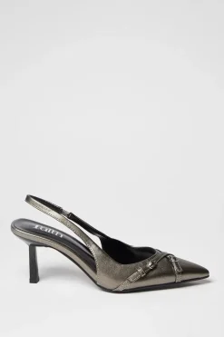 Faith: Casablanca Pointed Buckle Detail Slingback Stiletto Court Shoes