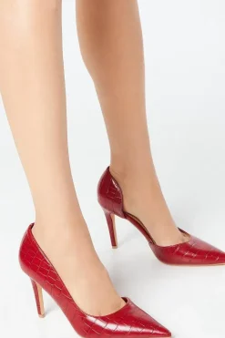 Faith: Cece Croc Print High Stiletto Court Shoes