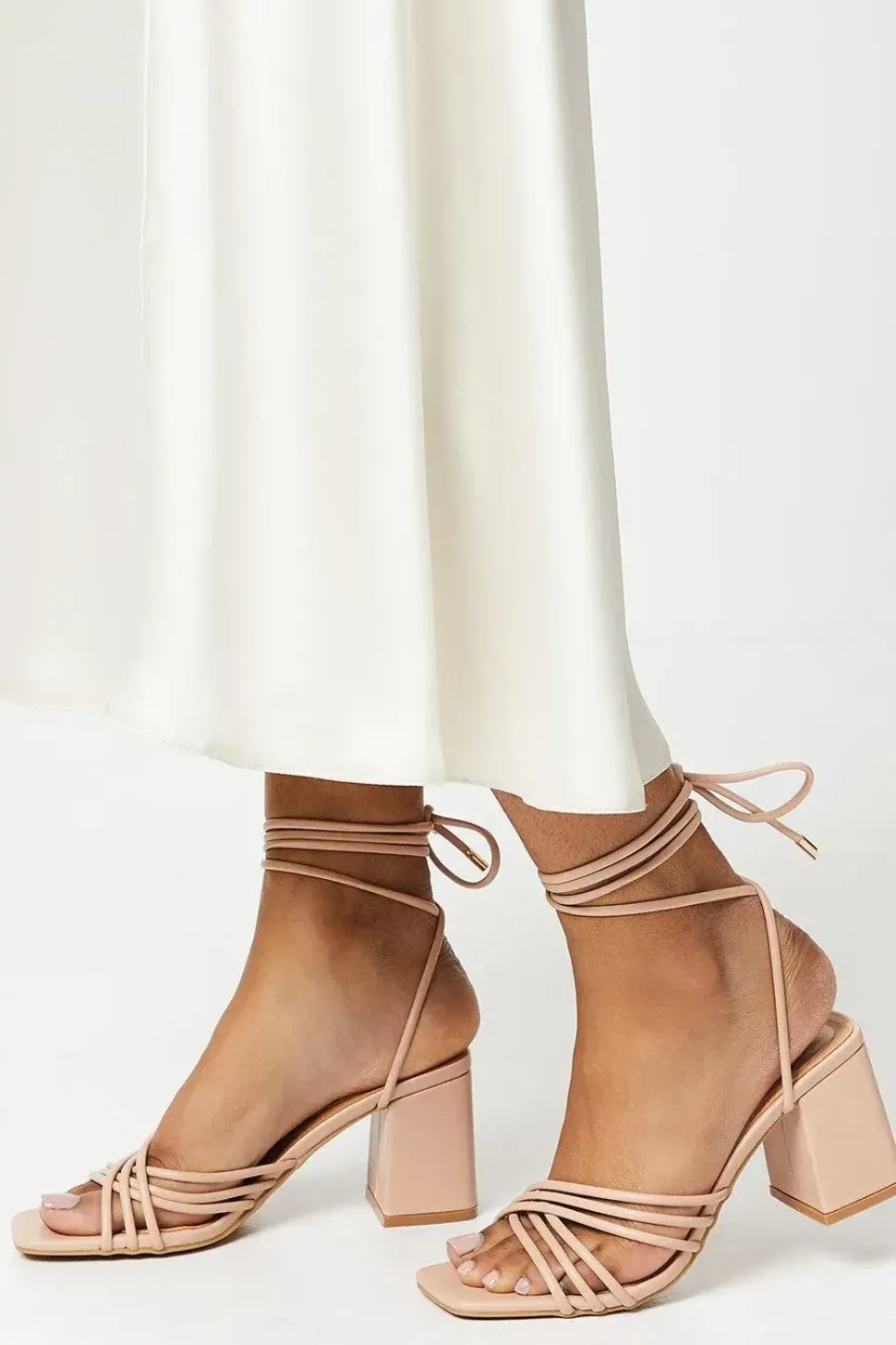 Faith: Celeste Spaghetti Strap Lace-up Block Heeled Sandals