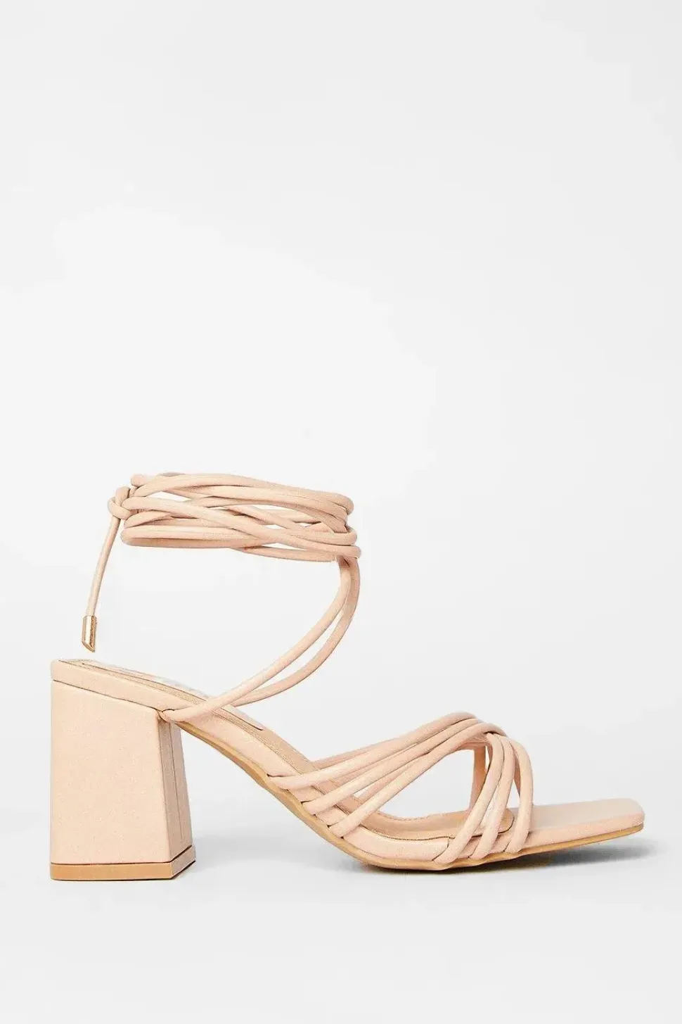 Faith: Celeste Spaghetti Strap Lace-up Block Heeled Sandals