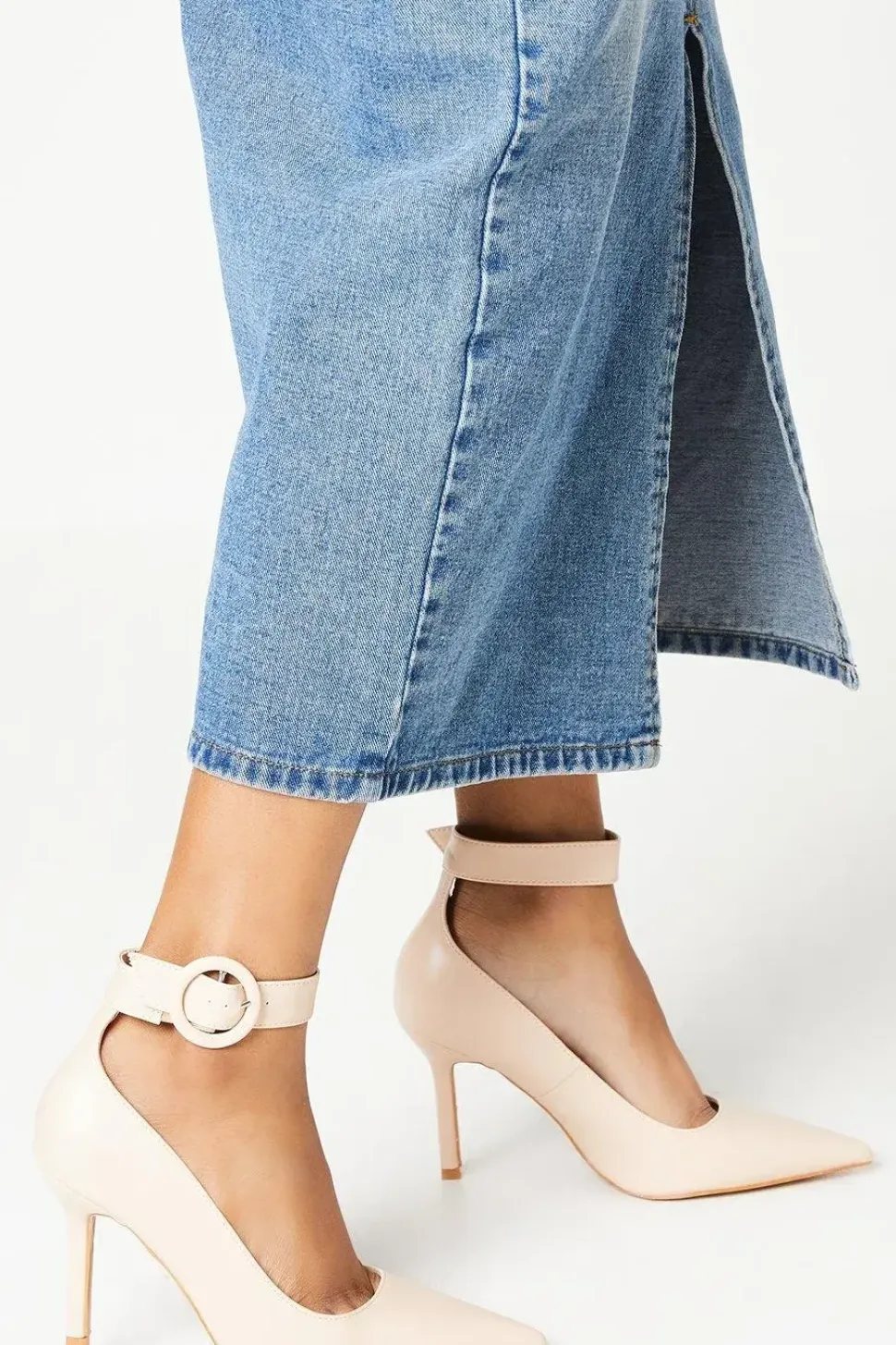 Faith: Chantelle Buckle Ankle Strap High Stiletto Court Shoes