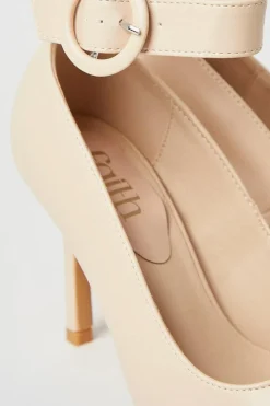Faith: Chantelle Buckle Ankle Strap High Stiletto Court Shoes