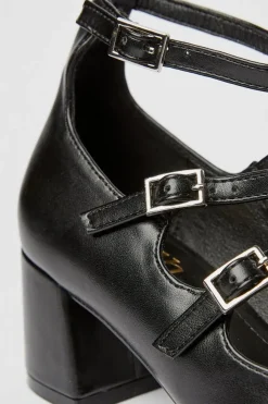 Faith: Chantelle Square Toe Strappy Mary Jane Court Shoes