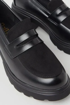 Faith: Charlotte Mixed Material Chunky Heeled Loafers