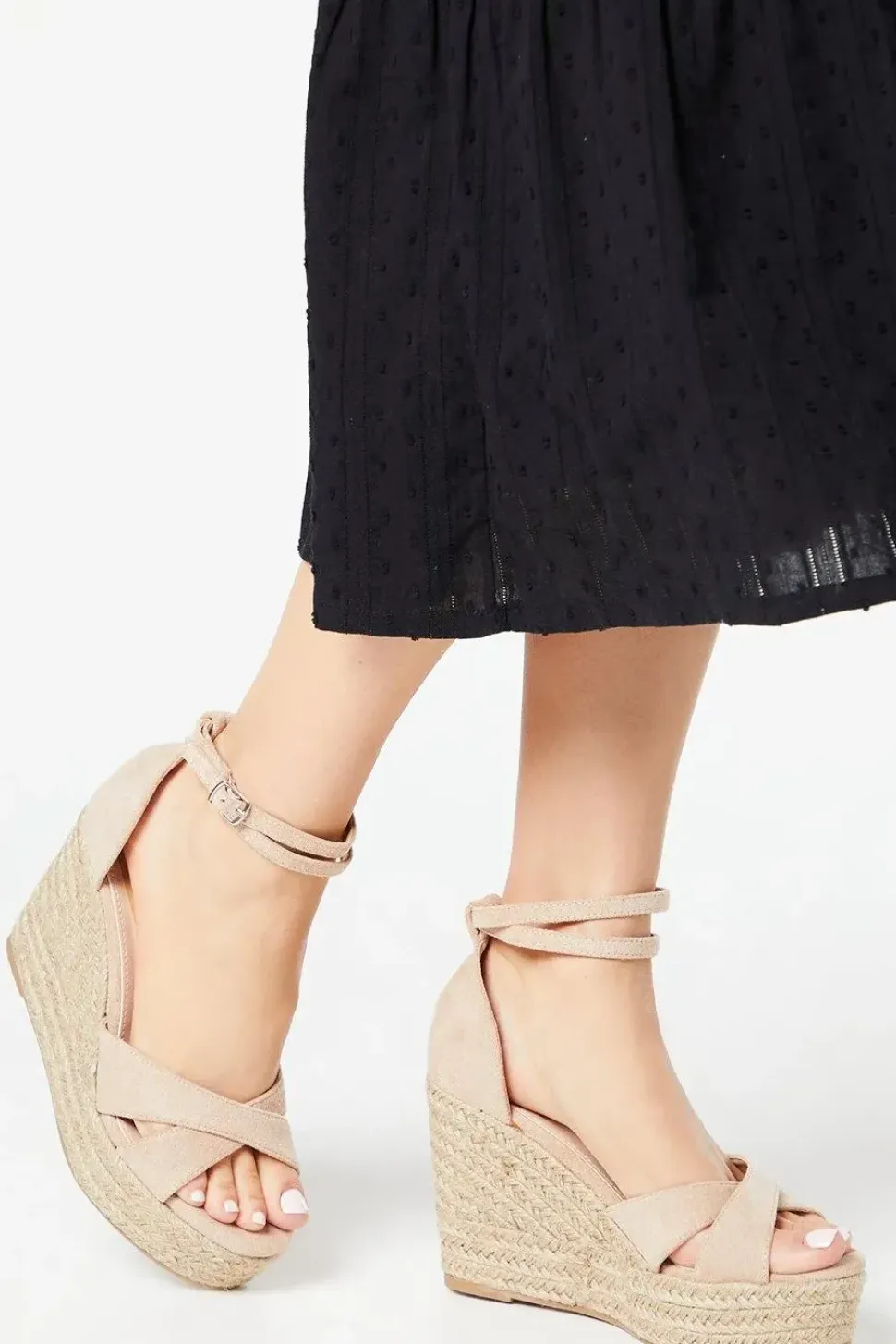 Faith: Heaven Cross Strap High Espadrille Wedge Sandals