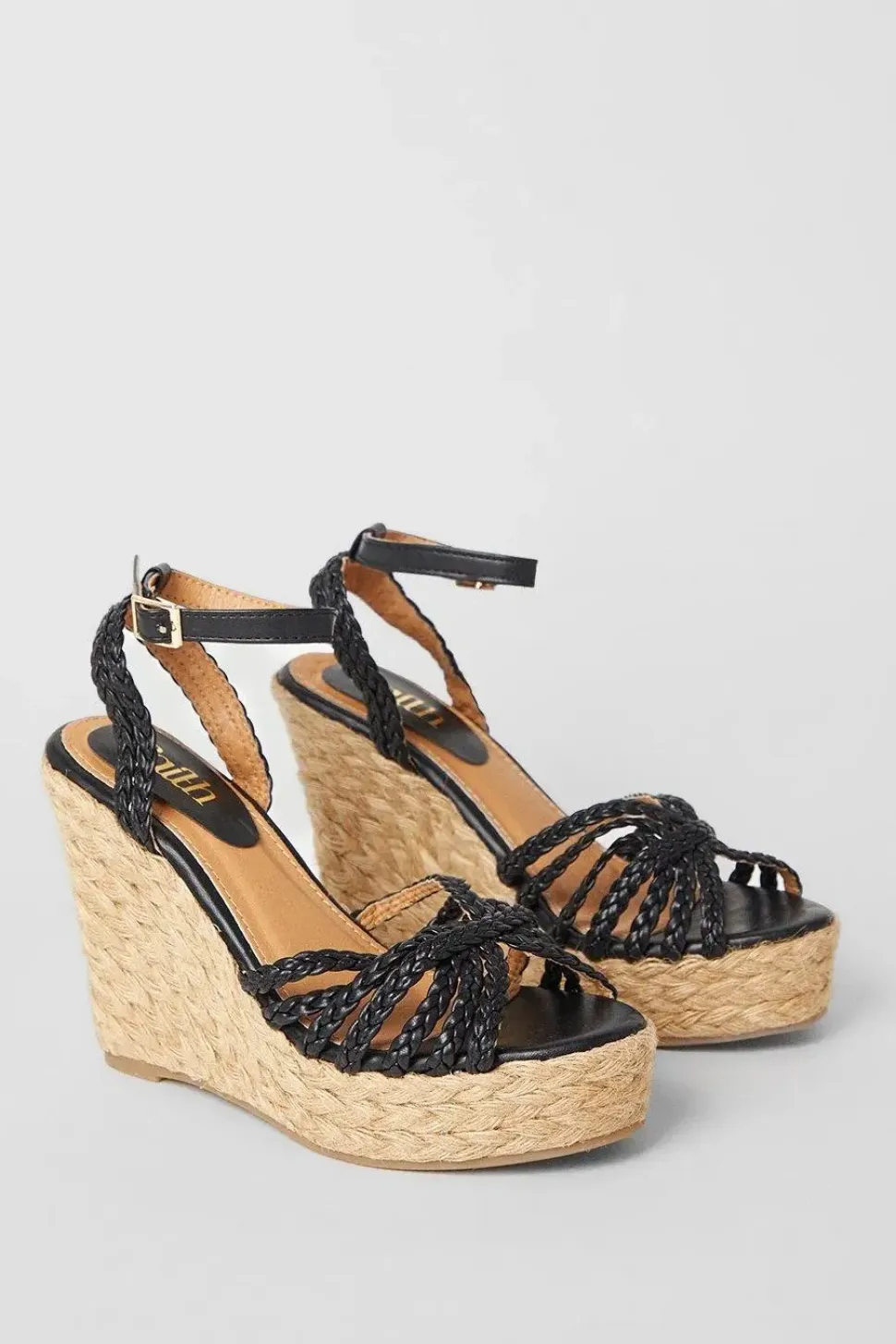 Faith: Helena Plaited High Espadrille Covered Wedges