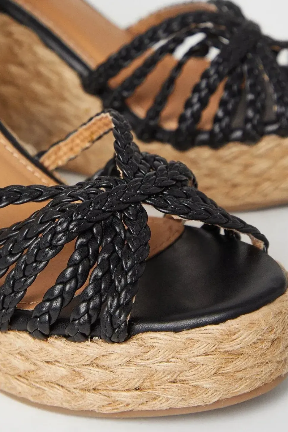 Faith: Helena Plaited High Espadrille Covered Wedges