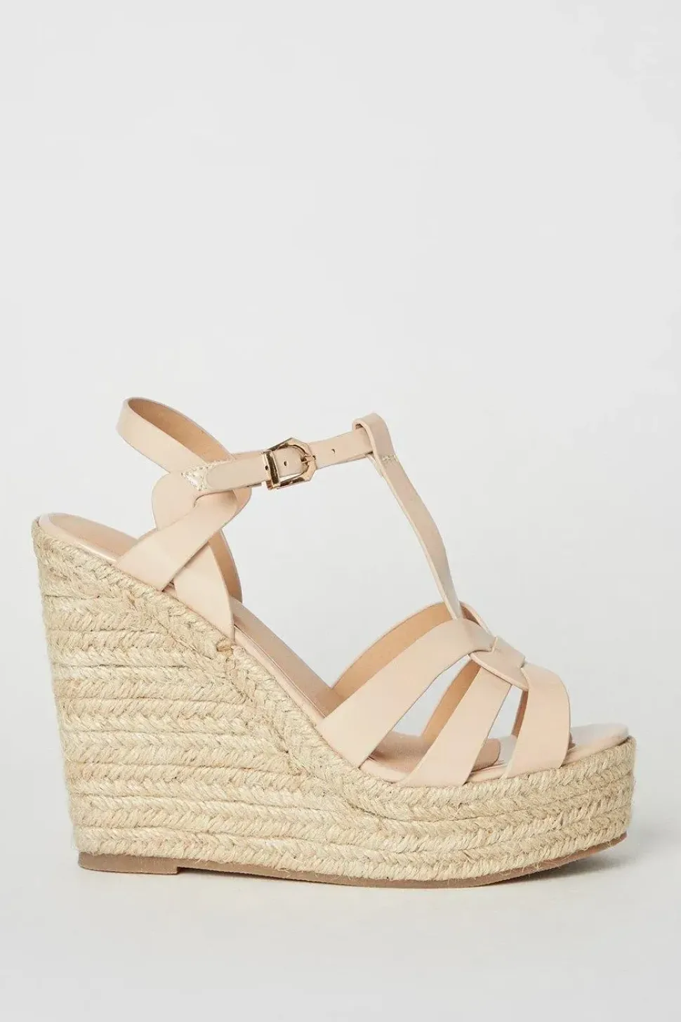 Faith: Honey T Bar High Espadrille Wedge Sandals