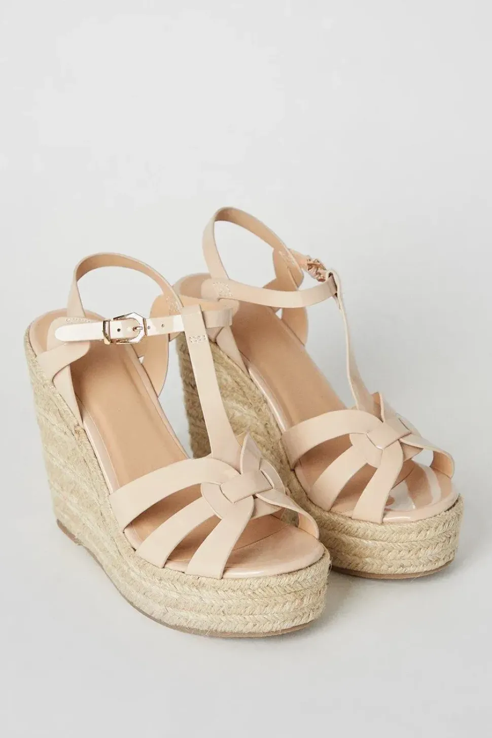 Faith: Honey T Bar High Espadrille Wedge Sandals