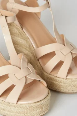 Faith: Honey T Bar High Espadrille Wedge Sandals
