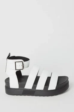 Faith: Honour Multi Strap Footbed Chunky Wedge Sandals
