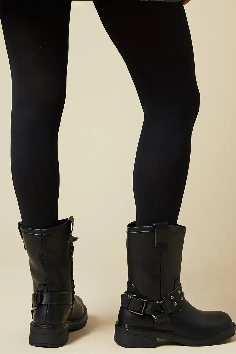 Faith: Jade Calf Buckle Detail Biker Boot