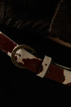Faith: Leather Cow Print Belt