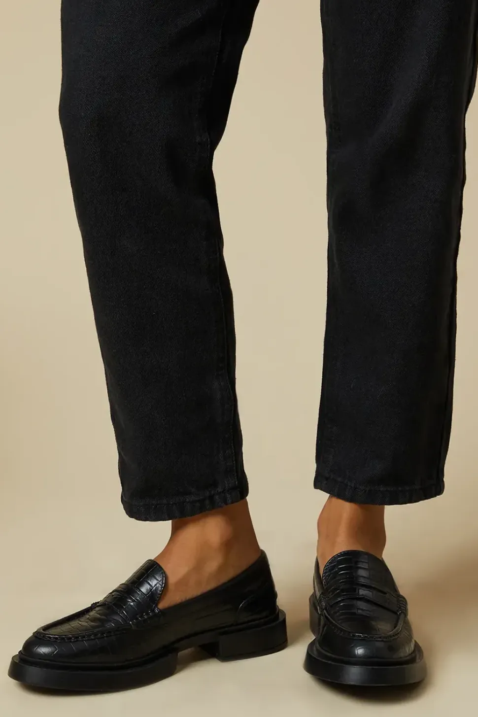 Faith: Leather Croc Print Chunky Penny Loafer
