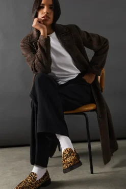 Faith: Leopard Print Contrast Stitch Chunky Penny Loafer