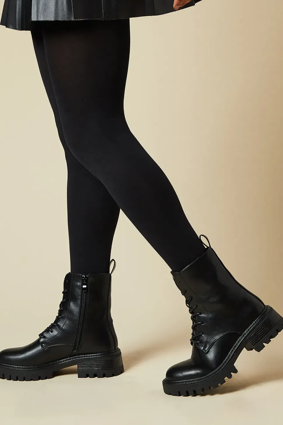 Faith: Maggie Front Lace Chunky Ankle Boot