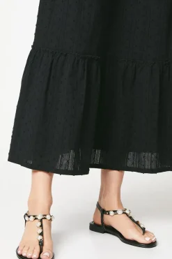 Faith: Maple Pearl Effect T Bar Flat Sandals