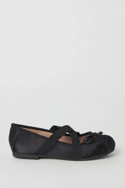 Faith: Margo Satin Bow Cross Strap Ballet Pumps