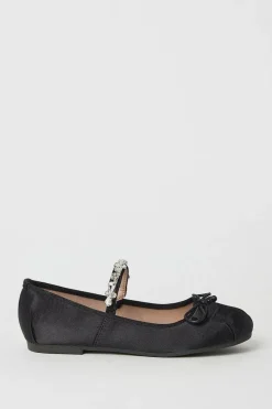 Faith: Martha Satin Bow Jeweled Mary Jane Ballet Pumps