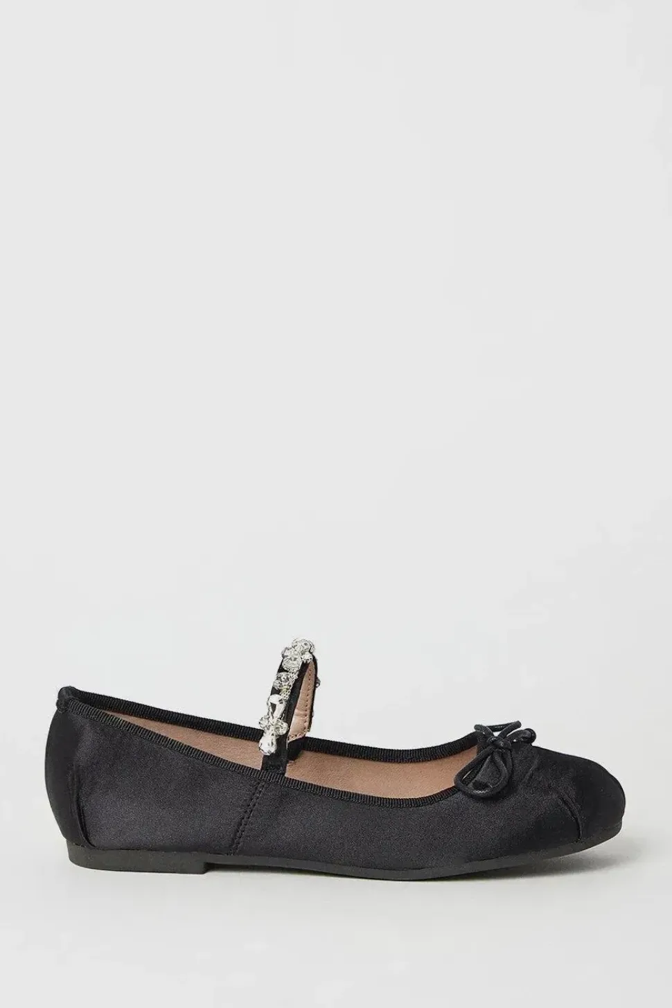 Faith: Martha Satin Bow Jeweled Mary Jane Ballet Pumps