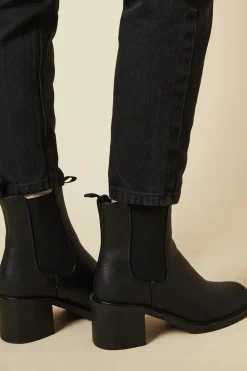 Faith: Mila Faux Leather Medium Heel Chelsea Boots