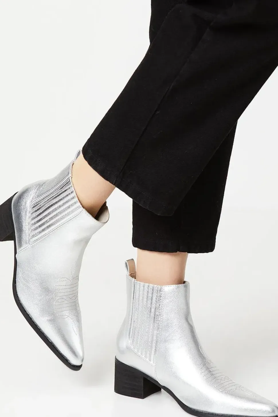 Faith: Milli Metallic Covered Gusset Western Cowboy Ankle Boots