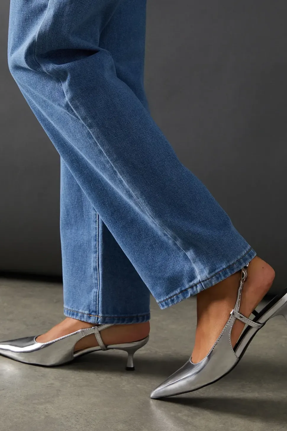Faith: Mirror Metallic Kitten Heel Slingback
