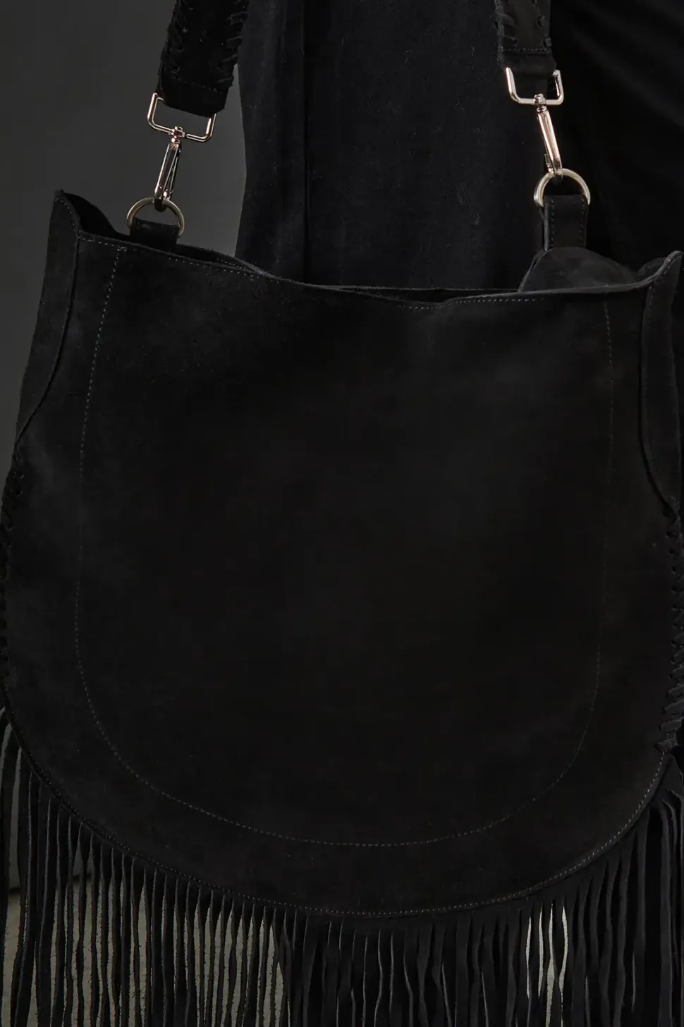 Faith: Suede Whipstitch Detail Slouch Bag