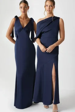 Fallen Shoulder Satin Bridesmaids Dress