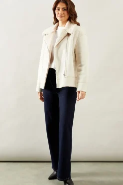 Faux Fur Bonded Lined Biker Jacket