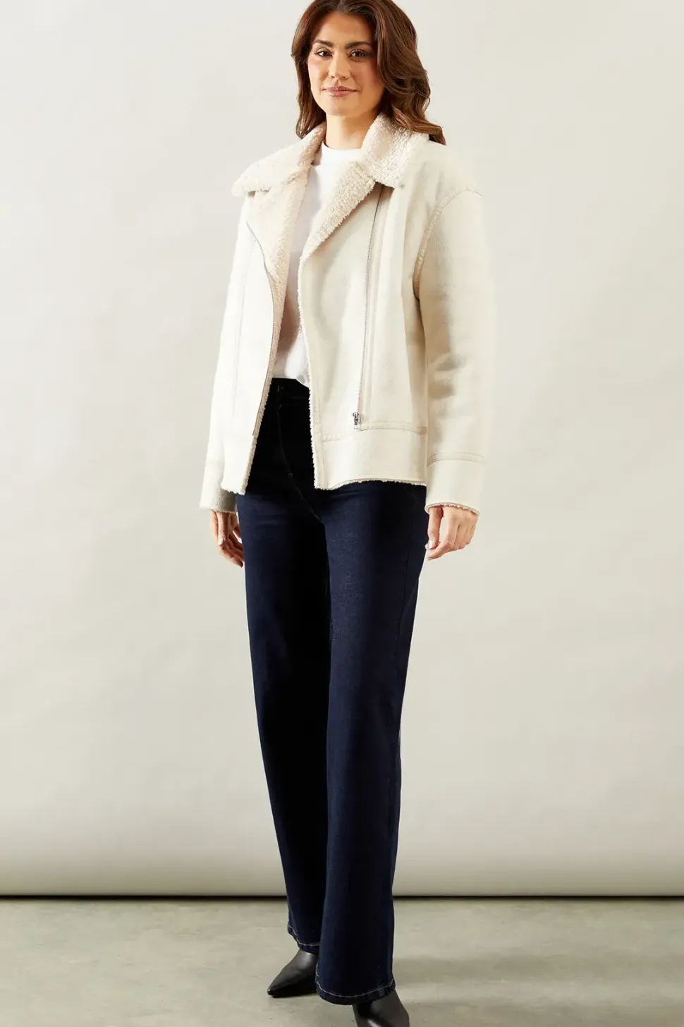 Faux Fur Bonded Lined Biker Jacket
