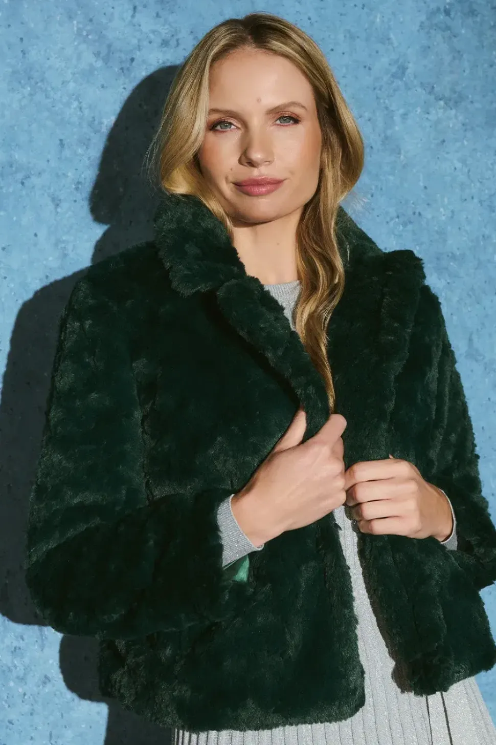 Faux Fur Cropped Long Sleeve Jacket