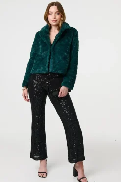 Faux Fur Cropped Long Sleeve Jacket